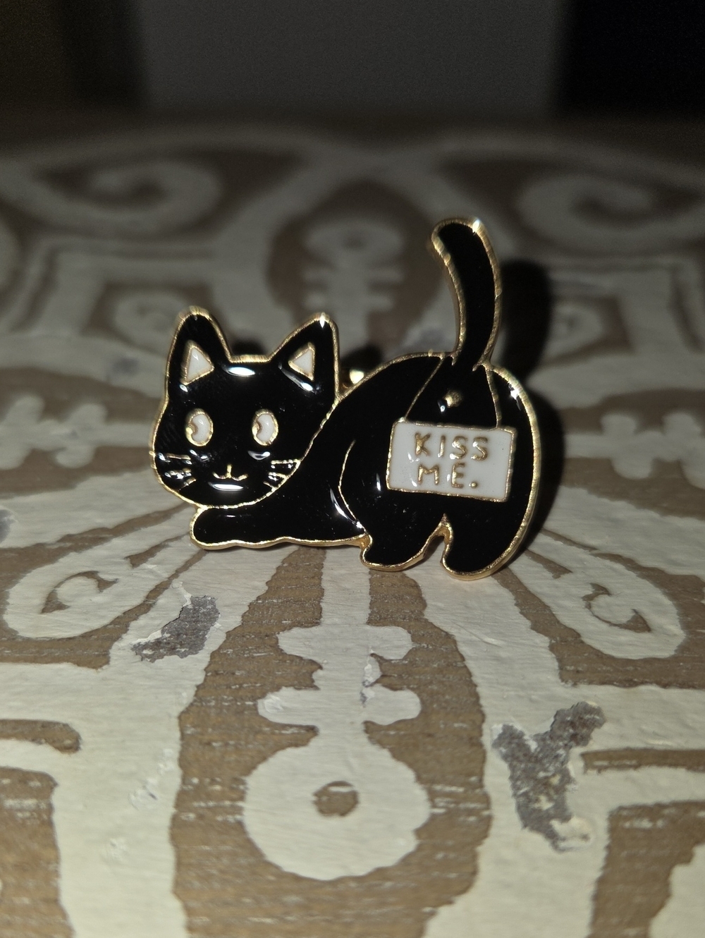 Kiss Me Black Cat Enamel Pin - Cute Cat Accessory